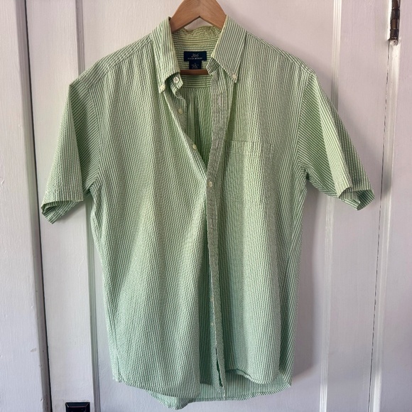 Brooks Brothers green striped short sleeve - Picture 1 of 3